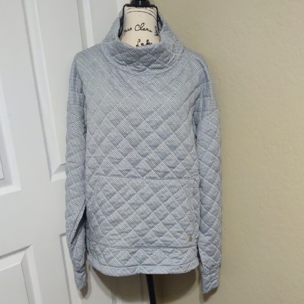 Jones New York Light Gray Quilted Women's Turtleneck Sweater
